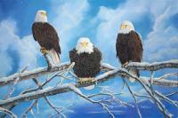 Wildlife Art - Eagles Warming In The Sun - Oil